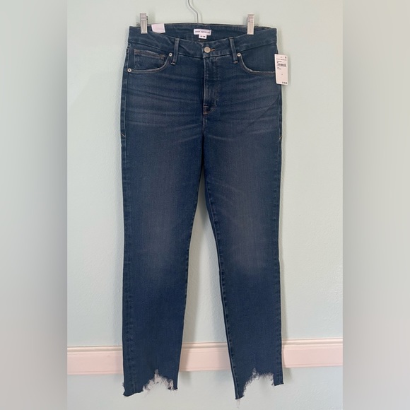 *GOOD AMERICAN Good Legs High Waist Chew Hem Ankle Cigarette Jeans BLUE842 O-27 - Picture 7 of 15